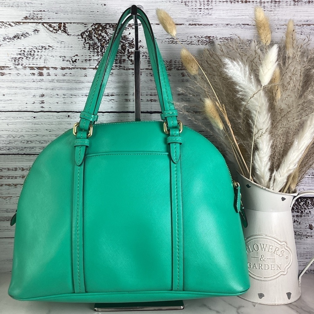 COACH VINTAGE #25671 HAND BAG GREEN PEYTON CORA DOMED SATCHEL PURSE‎ CROSSBODY - Picture 8 of 16